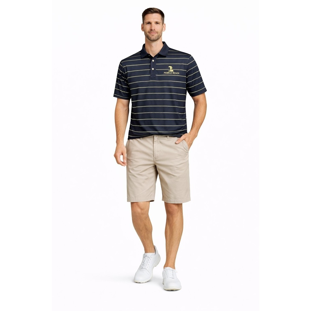 Pebble Beach Golf Men's Polo Shirt XLarge Black Striped Short Sleeve